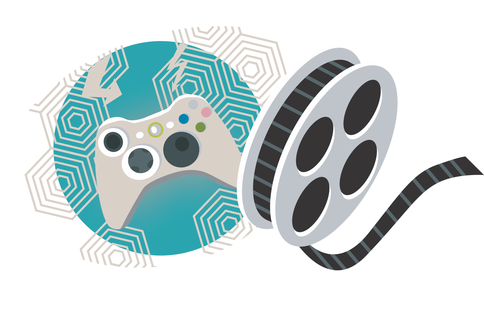 Video game controller and film reel