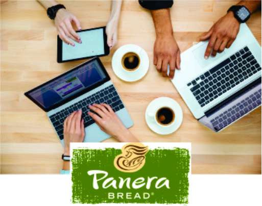 laptops and coffee at Panera