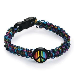 woven peace sign rainbow bracelet