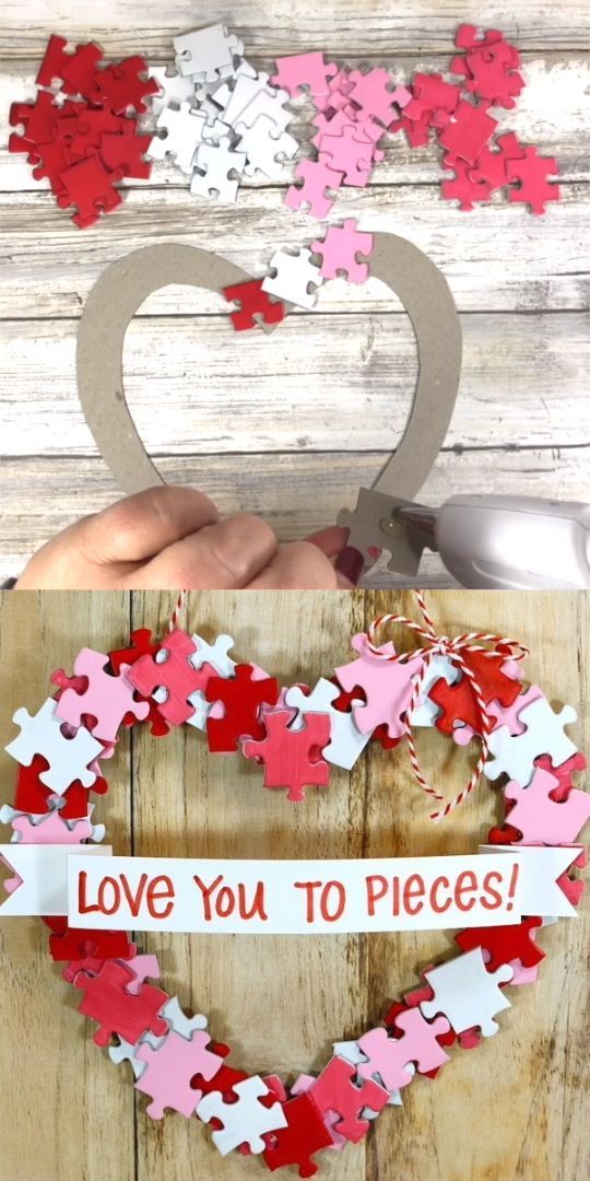 heart made out of puzzle pieves