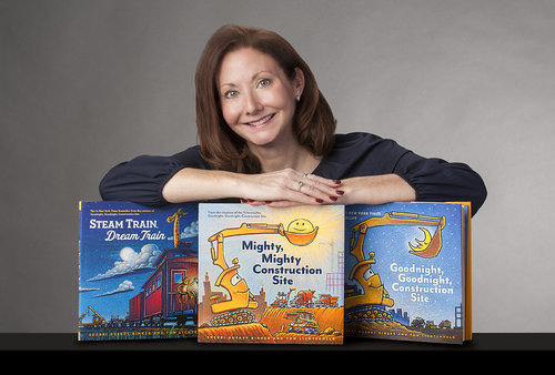 Children's author Sherri Duskey Rinker with three of her books. 
