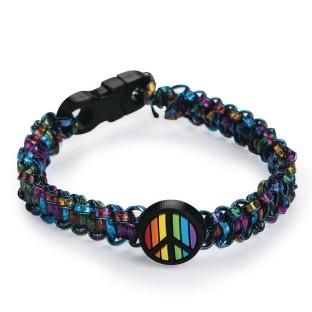 woven peace sign rainbow bracelet