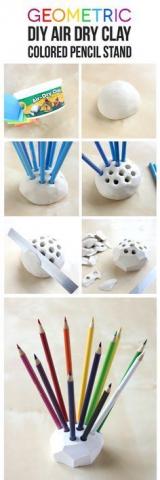 geometric clay pencil holder