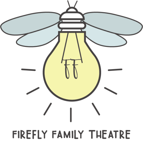 Firefly Theatre Ensemble logo. Features a yellow light bulb with wings, antenna extend from the base of the lightbulb. The lightbulb is meant to look like a firefly.