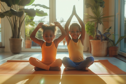 Children doing yoga