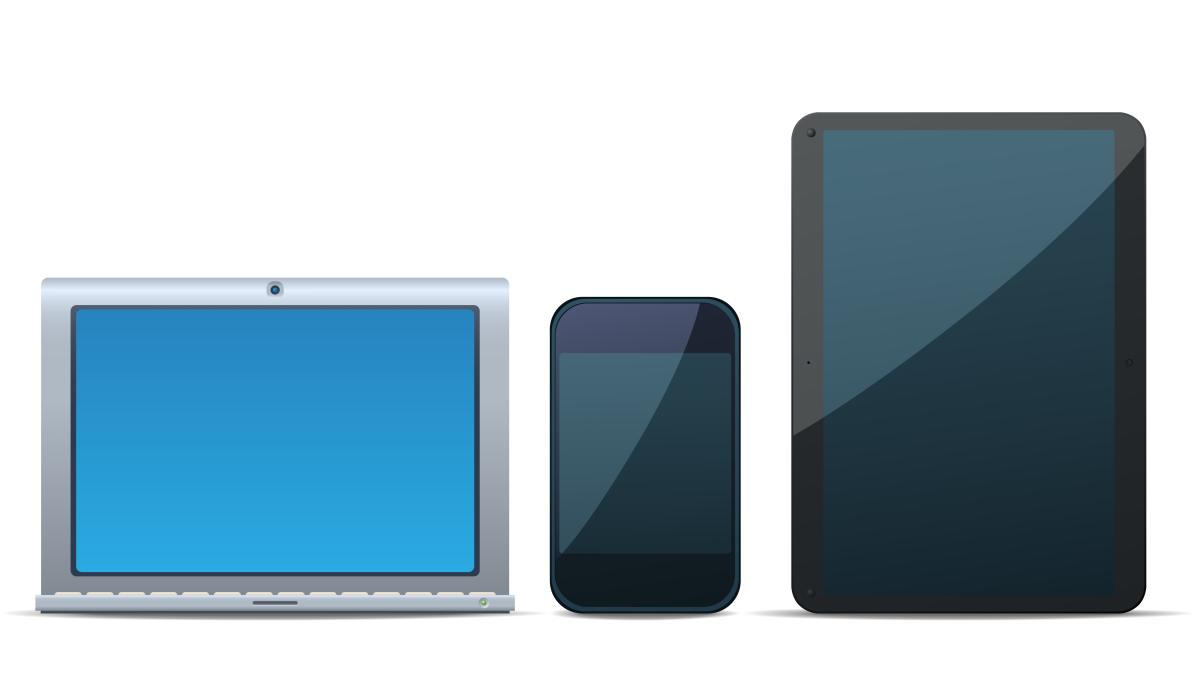 Laptop, phone, and tablet