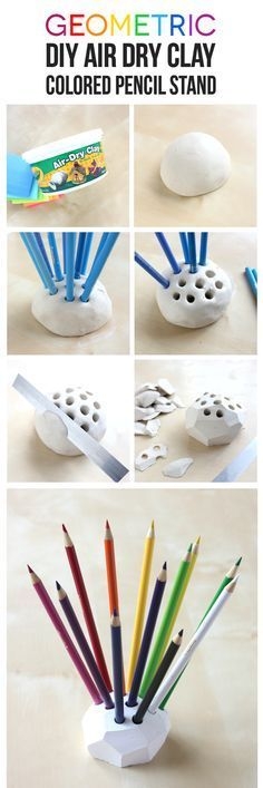 geometric clay pencil holder