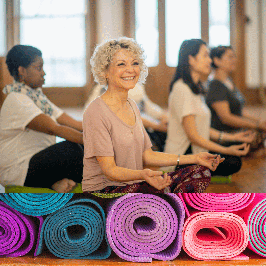 Adults enjoying yoga